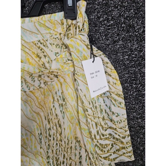 Japna Women's Skirt Medium Yellow Polyester Chiffon Wrap & Tie Skirt NWT - Picture 2 of 7